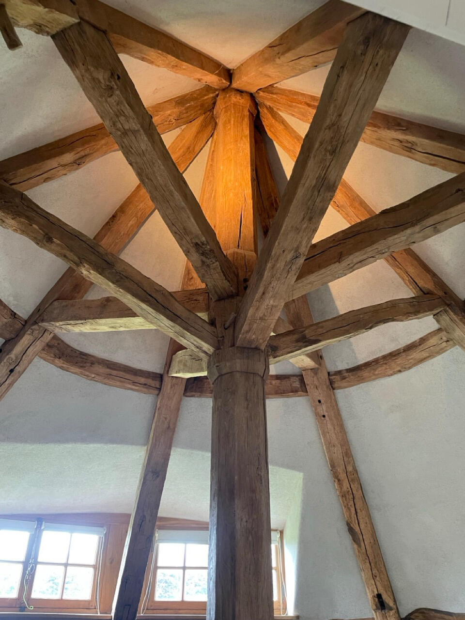 15c century oak beam umbrella roof structure